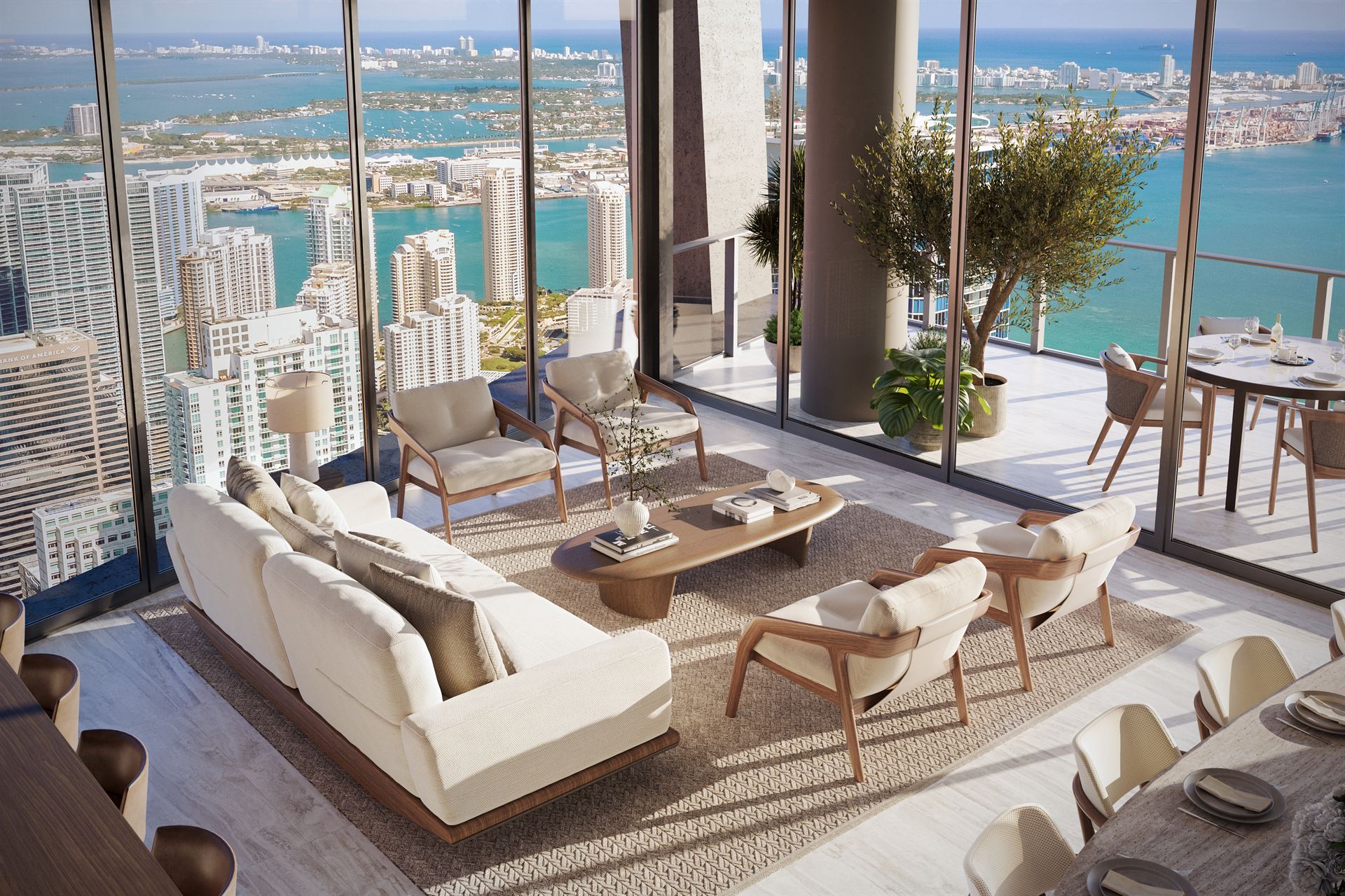Ora by Casa Tua — sala de estar con vista a Brickell