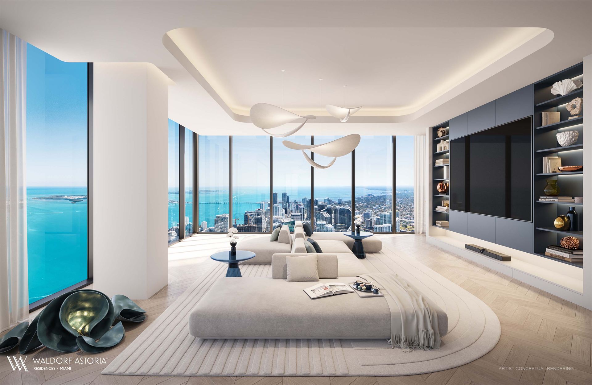 Waldorf Astoria Residences Miami — Lobby de lujo y Peacock Alley
